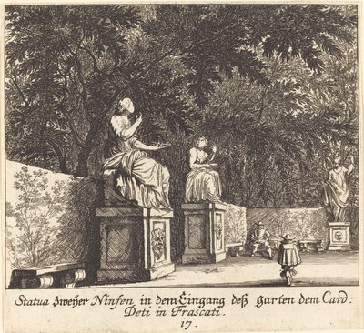 Gardens, Cardinal Deti, Frascati tekijältä Melchior Küsel after Johann Wilhelm Baur