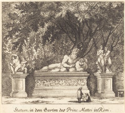 Prinssi Mattein puutarhat, Rooma tekijältä Melchior Küsel after Johann Wilhelm Baur