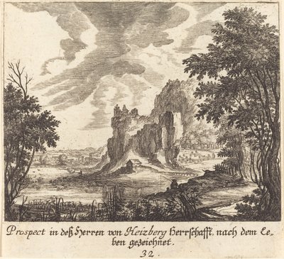 vuoristonäköala tekijältä Melchior Küsel after Johann Wilhelm Baur