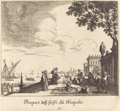 Näkymä Napolinlahdelle tekijältä Melchior Küsel after Johann Wilhelm Baur