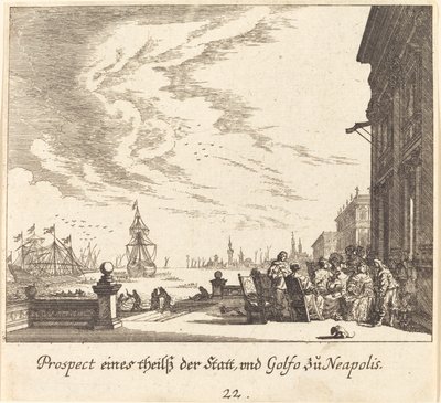 Näkymä Napolinlahdelle tekijältä Melchior Küsel after Johann Wilhelm Baur