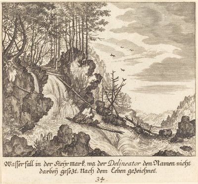 Vesiputous tekijältä Melchior Küsel after Johann Wilhelm Baur