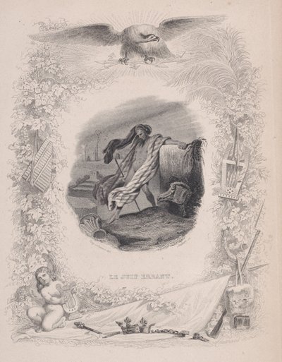 Vaeltava juutalainen, teoksesta The Songs of Béranger, 1829. Tekijät: Melchior Péronard, Joubert. tekijältä Melchior Péronard, Joubert