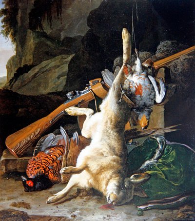 Kuolleiden asetelma -peli (öljy kankaalle) tekijältä Melchior de Hondecoeter