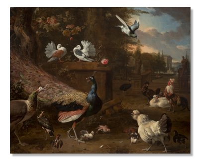 Menagerie, noin 1680 tekijältä Melchior de Hondecoeter