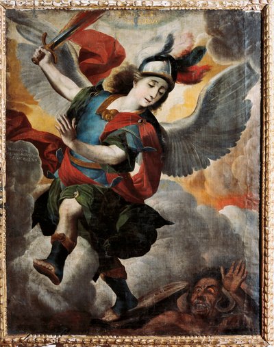 Melchor Perez de Holguinin (1665-1724) maalaus "Arkkienkeli Pyhä Mikael" tekijältä Melchor Pérez de Holguín