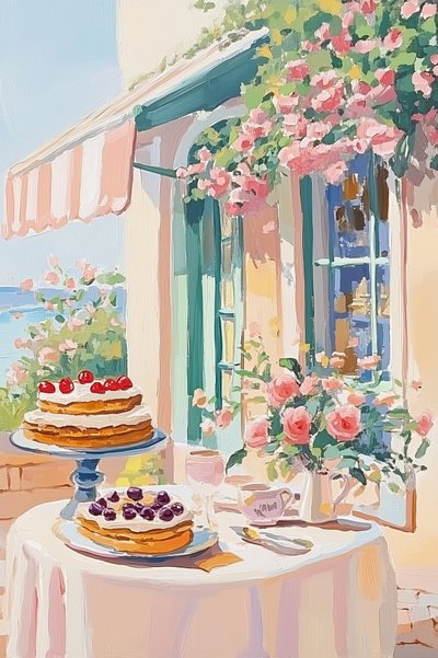 Ranskalainen jälkiruokakahvila tekijältä Melloi Art Prints