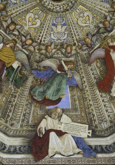 O profeta Isaías e um anjo, cúpula da sacristia de São Marcos, Santuario della Santa Casa, Loretofinlandês tekijältä Melozzo da Forli