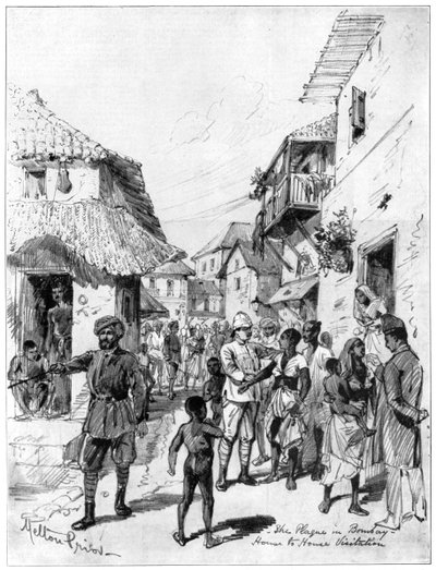 Talosta taloon vierailu ruton aikana Bombayssa, Intiassa, 1898. tekijältä Melton Prior
