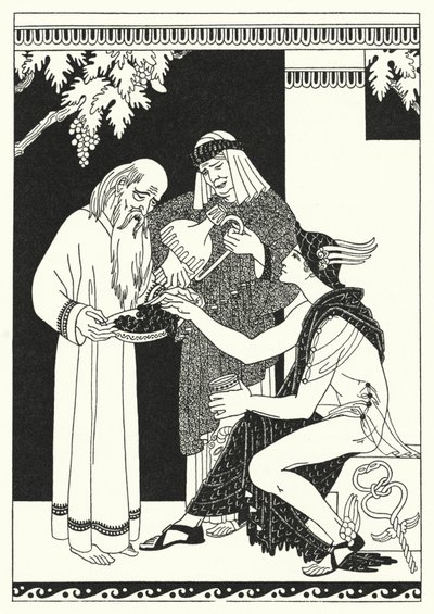 "Miksi, äiti Baucis, se on juhla!" huudahti Quicksilver (väri litho) tekijältä Merlyn Mann