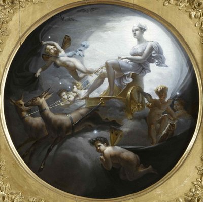 Diana vaunuissaan, 1821. tekijältä Merry Joseph Blondel