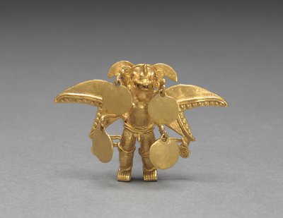 Siivekäs figuuri riipus, n. 1000-1550 (valettu ja vasaroitu kulta) tekijältä Mesoamerican Mesoamerican