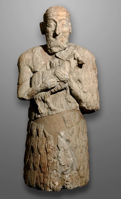 Patsas miehestä, joka tuo lampaita uhrattavaksi, Sumeria tekijältä Mesopotamian