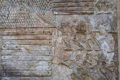 Libanonin puun setrin kuljetus. (Matala helpotus) tekijältä Mesopotamian Mesopotamian