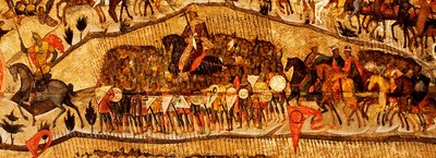 Siunattu taivaan kuninkaan isäntä Yksityiskohta: Warriors Range: Ivan IV, Vladimir Monomakh, Vladimir I, Boris ja Gleb, 1550-luku tekijältä Metropolitan of Moscow Athanasius