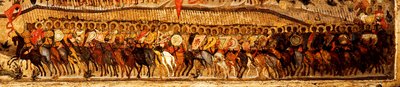 Siunattu taivaan kuninkaan isäntä Yksityiskohta: Aleksanteri Nevskin ja Pyhän Yrjön johdolla alemmat soturit, 1550-luku tekijältä Metropolitan of Moscow Athanasius