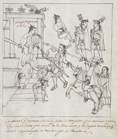Ms Hunter 242 f.256r Evankelical Battle, Historia de Tlaxcala, kirjoittanut Diego Munoz Camargo tekijältä Mexican School