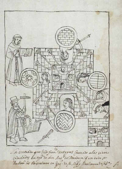 Ms Hunter 242 f.317r Espanjan valloitus, Historia de Tlaxcala, kirjoittanut Diego Munoz Camargo tekijältä Mexican School