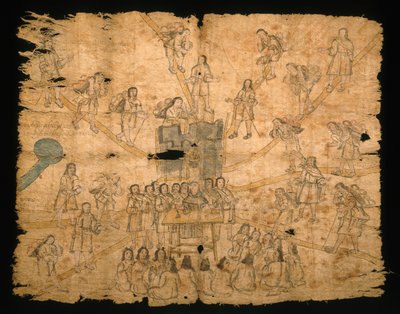 Sivu Codex San Pedro Atlapolco, Nahua (muste ja akvarelli amatepaperille) (katso myös 499243) tekijältä Mexican School