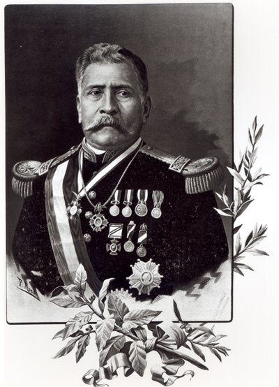 Porfirio Diazin (1830-1915) muotokuva tekijältä Mexican School
