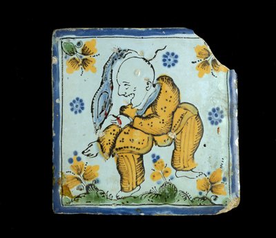 Laatta groteskin kiinalaisen miehen kanssa, n. 1800 tekijältä Mexican School