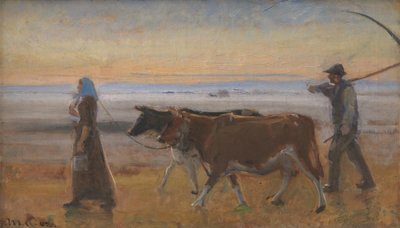 Lehmiä ajetaan Moorin yli tekijältä Michael Ancher