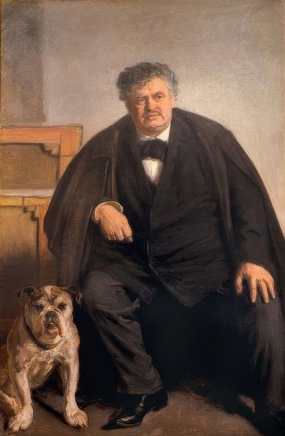 Taidemaalari Carl Locher tiikerin kanssa tekijältä Michael Peter Ancher