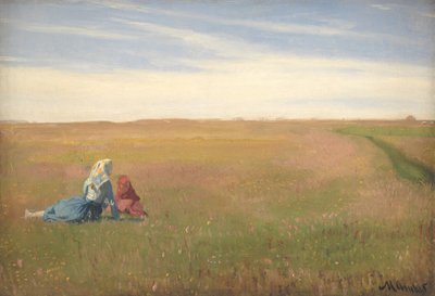 Kaksi tyttöä pellolla. Kesäpäivä tekijältä Michael Ancher