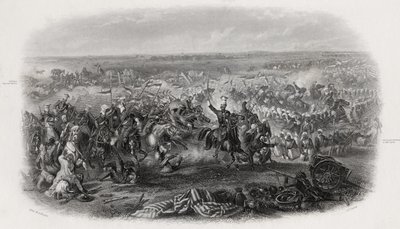 Aliwalin taistelu, Intia, 28. tammikuuta 1846, kaiverrus J.J. Miehistö tekijältä Michael Angelo Hayes