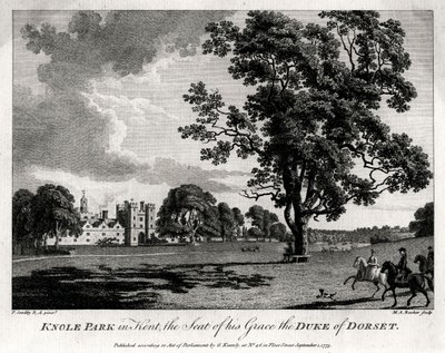 Knole Park Kentissä, Hänen armonsa Dorsetin herttuan kotipaikka, 1775 tekijältä Michael Angelo Rooker
