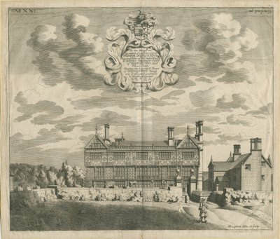 Broughton Hall: kuparilevykaiverrus, nd [1653-1686] (painos) tekijältä Michael Burghers