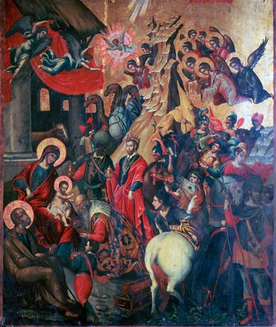Taikaiden palvonnan ikoni, 1500-luku tekijältä Michael Damaskinos