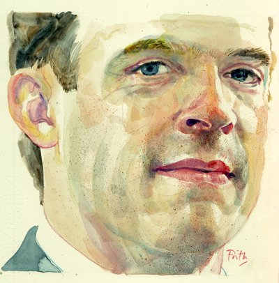 Dominic Raab (akvarelli) tekijältä Michael Frith