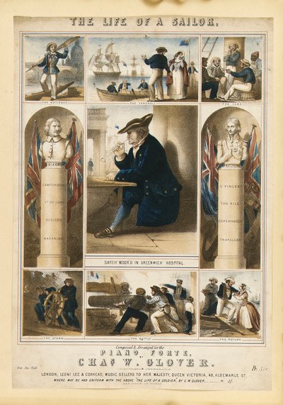 Merimiehen elämä, noin 1860 (värillinen litografia). tekijältä Michael Hanhart
