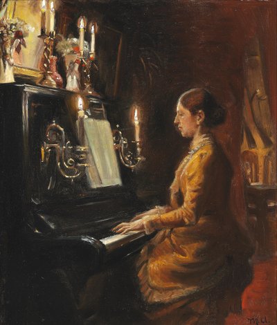 Anna pianon ääressä. tekijältä Michael Peter Ancher