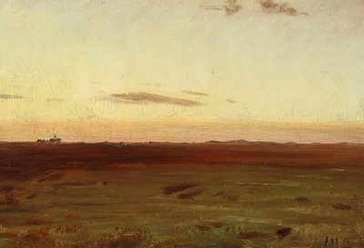 Näkymä niitylle ja dyyneille ilta-auringossa. tekijältä Michael Peter Ancher