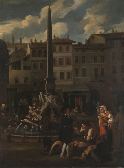 Market Scene Roomassa, Piazza Navona tekijältä Michael Sweerts (manner of)