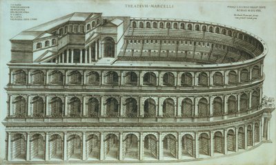 Suunnitelma Marcellus-teatterista, Rooma, 1558 tekijältä Michael Tramezini