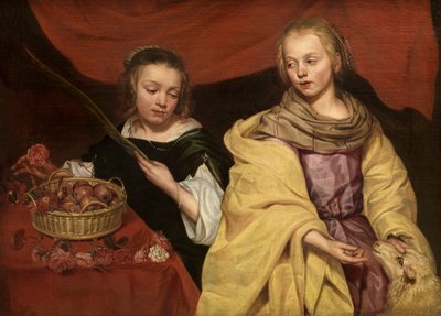Kaksi tyttöä hahmona Saint Agnes ja Saint Dorothea, c. 1650. tekijältä Michaelina Wautier