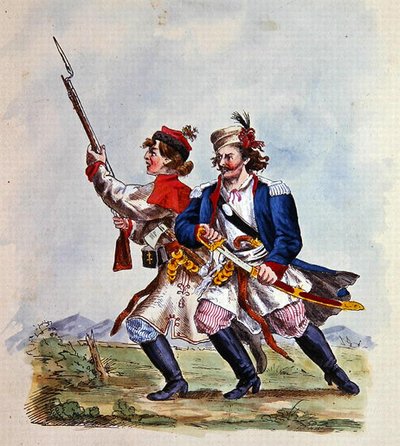 Puolan armeijan puvut vuoden 1700 jälkeen (värilitho) tekijältä Michal Stachowicz