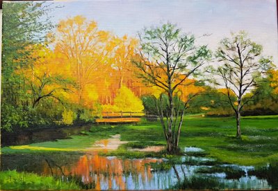 Tulviva pelto Girondessa (öljy kankaalle) tekijältä Michel Bultet