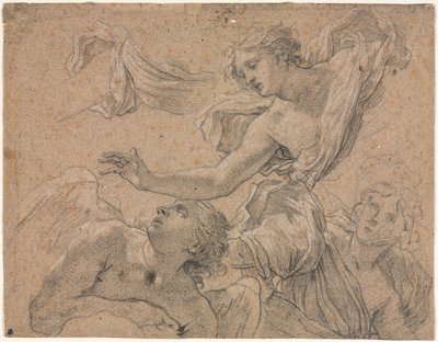 Tutkimuksia Angels recto, Panthea ennen Cyrus verso, 1655-1660. tekijältä Michel Dorigny