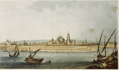 Tver (Venäjä). (1931-1991 kaupungin nimi oli Kalinin). Kuvaus uusklassisesta kaupungista, koska se rakennettiin uudelleen sen jälkeen, kun se tuhoutui tulipalossa vuonna 1763, sekä toimintaa kaupunkia rajaavalla Volgalla. Michel Fr tekijältä Michel Francois Damam Demartrait