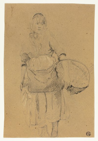 Fisher Girl kanssa kori tekijältä Michel Francois Dandre Bardon