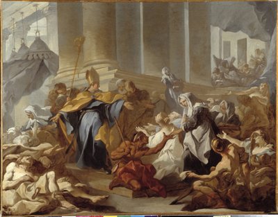 Pyhän Tuomaan hyvät teokset Tämä on luultavasti Saint Thomas de Villeneuve (Tomas de Villanueva) (1487-1555), Valencian tyyli tekijältä Michel Francois Dandre Bardon