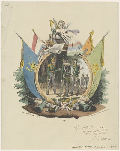 Mitali Leidenin yliopiston vapaaehtoisten metsästäjien kanssa, 1830 tekijältä Michel Mourot
