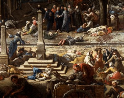 Näkymä kaupungintalolle (Marseille) vuoden 1720 ruton aikana tekijältä Michel Serre