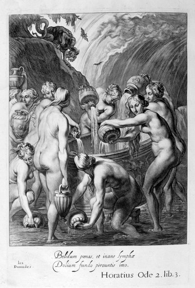Danaidit tuomittiin täyttämään tylsät astiat vedellä, 1655 tekijältä Michel de Marolles