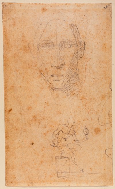 Diomedesin ja Palladiuksen pään tutkimus ja luonnos. tekijältä Michelangelo (after) Buonarroti