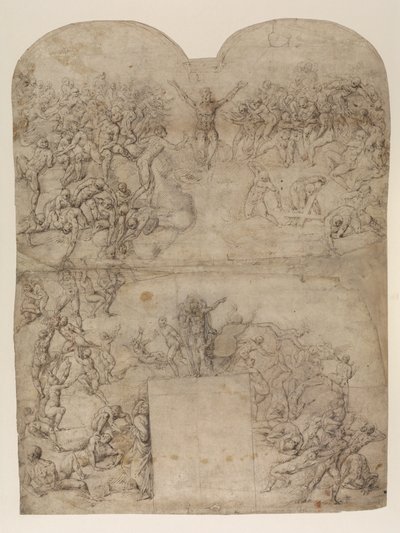 Viimeinen tuomio Michelangelon(?) jälkeen (recto) (kynä & muste & liitu paperille) tekijältä Michelangelo (after) Buonarroti